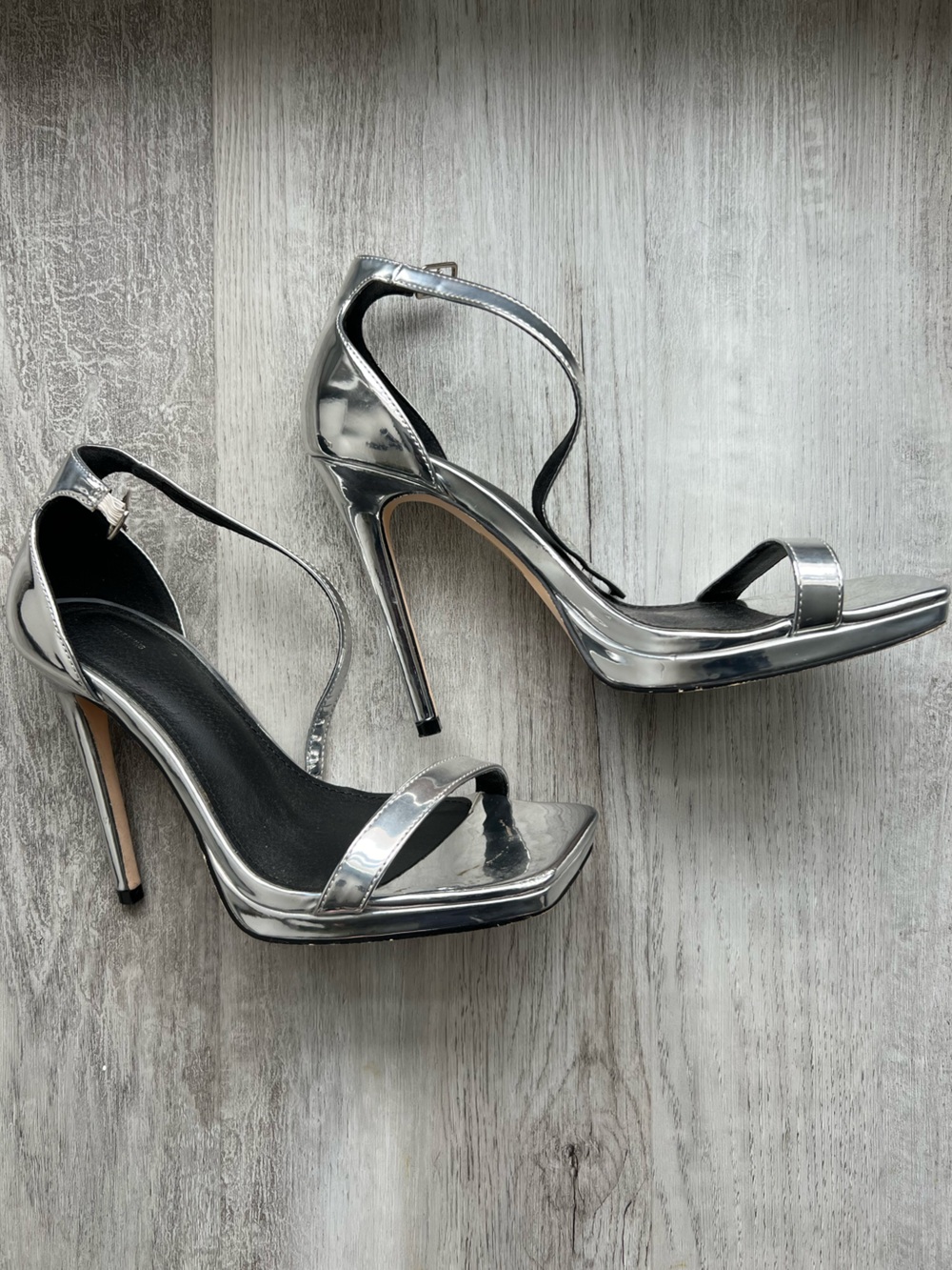 PrettyLittleThing Metallic Silver Stiletto Sandals